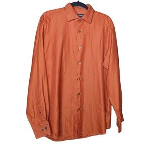 Murano Orange Cotton Long Sleeve Button Up Down Shirt Sz L